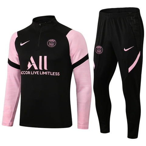 Conjunto PSG 21/22 Preta e Rosa - Nike - Com Ziper - Vilas Store