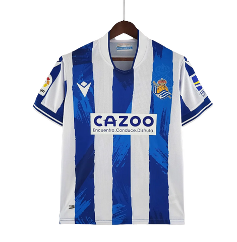 Camisa Real Sociedad I 22/23 Macron - Branco e Azul - Vilas Store