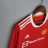Camisa Manga Longa Manchester United 21/22 Adidas - Vermelho - Vilas Store