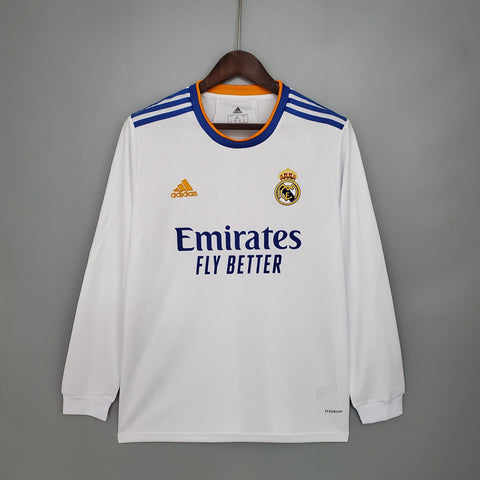 Camisa Manga Longa Real Madrid 21/22 Adidas - Branco - Vilas Store