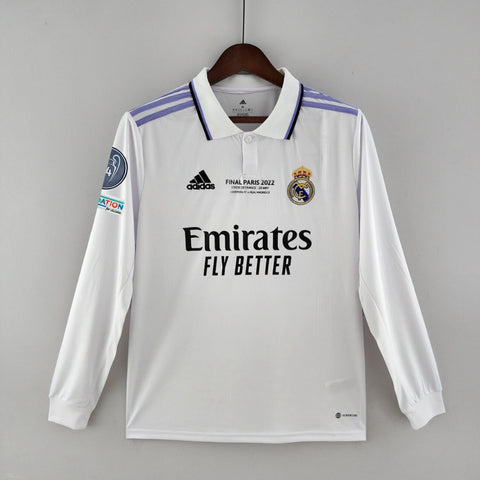 Camisa Manga Longa Real Madrid [UEFA Champions League #14] 22/23 Adidas - Branco - Vilas Store