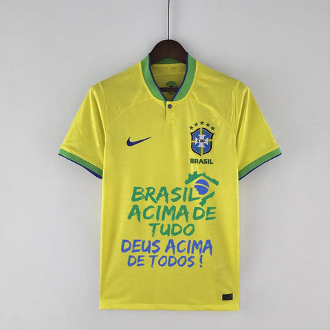 Camisa Seleção Brasil I 22/23 Nike - Amarelo - Bolsonaro #22 - Vilas Store