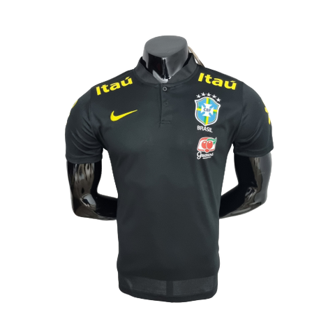 Camisa Brasil Polo Gola Baixa Preta - Masculina - Vilas Store