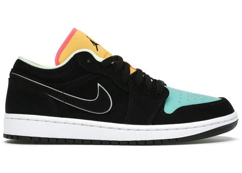 Tênis Nike Air Jordan 1 Low Black Aurora Green Laser Orange - Vilas Store