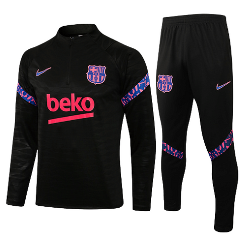 Conjunto Barcelona 21/22 Preta e Roxa - Nike - Com Ziper - Vilas Store