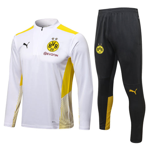 Conjunto Borussia Dortmund 21/22 Branca - Puma - Com Ziper - Vilas Store