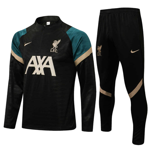 Conjunto Liverpool 21/22 Preto e Dourado - Nike - Com Ziper - Vilas Store